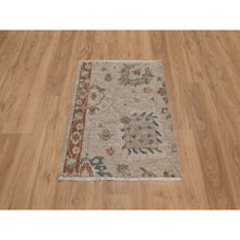 Load image into Gallery viewer, 2&#39;2&quot;x3&#39;1&quot; Beige, Broken Pattern With Oushak Design, Borderless, Hand Knotted, Pure Wool, Fragment, Mat, Sample, Oriental Rug FWR548784