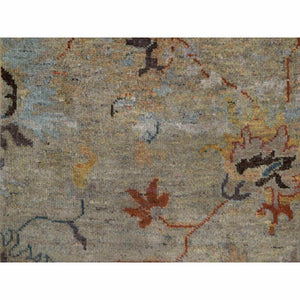 2'1"x3'1" Oak Brown, Broken Pattern with Oushak Design, Borderless, 100% Wool, Hand Knotted, Mat, Sample, Oriental Rug FWR548796