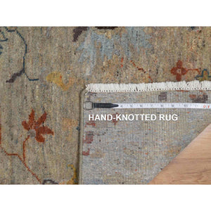 2'1"x3'1" Oak Brown, Broken Pattern with Oushak Design, Borderless, 100% Wool, Hand Knotted, Mat, Sample, Oriental Rug FWR548796