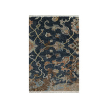 Load image into Gallery viewer, 2&#39;x3&#39; Midnight Blue, Broken Pattern with Oushak Design, Borderless, 100% Wool, Hand Knotted, Mat, Sample, Oriental Rug FWR548808