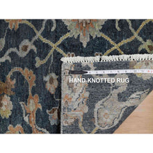 Load image into Gallery viewer, 2&#39;x3&#39; Midnight Blue, Broken Pattern With Oushak Design, Borderless, 100% Wool, Hand Knotted, Mat, Sample, Oriental Rug FWR548808