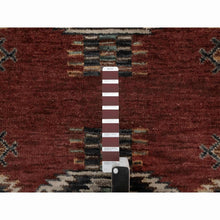 Load image into Gallery viewer, 2&#39;7&quot;x7&#39;10&quot; Garnet Red, Southwest American Indian Design with Piled Construction, 100% Wool, Plush and Lush, Hand Knotted, Runner, Oriental Rug FWR548820