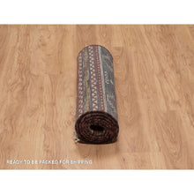 Load image into Gallery viewer, 2&#39;7&quot;x7&#39;10&quot; Garnet Red, Southwest American Indian Design with Piled Construction, 100% Wool, Plush and Lush, Hand Knotted, Runner, Oriental Rug FWR548820