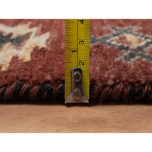 Load image into Gallery viewer, 2&#39;7&quot;x7&#39;10&quot; Garnet Red, Southwest American Indian Design with Piled Construction, 100% Wool, Plush and Lush, Hand Knotted, Runner, Oriental Rug FWR548820