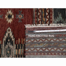 Load image into Gallery viewer, 2&#39;7&quot;x7&#39;10&quot; Garnet Red, Southwest American Indian Design with Piled Construction, 100% Wool, Plush and Lush, Hand Knotted, Runner, Oriental Rug FWR548820
