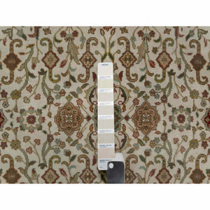 3'x15'6" Chiffon White, Kashan Design, 300 KPSI, Hand Spun New Zealand Wool, Hand Knotted, XL Runner, Oriental Rug FWR548844