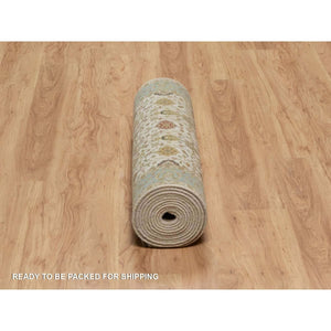 3'x15'6" Chiffon White, Kashan Design, 300 Kpsi, Hand Spun New Zealand Wool, Hand Knotted, Xl Runner, Oriental Rug FWR548844