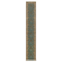 Load image into Gallery viewer, 2&#39;9&quot;x19&#39;8&quot; Cerulean Blue, Tabriz Revival, Hand Knotted, Hand Spun New Zealand Wool, 300 KPSI, XL Runner, Oriental Rug FWR548862