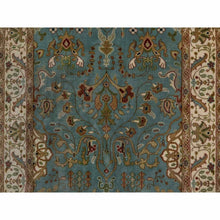 Load image into Gallery viewer, 2&#39;9&quot;x19&#39;8&quot; Cerulean Blue, Tabriz Revival, Hand Knotted, Hand Spun New Zealand Wool, 300 Kpsi, Xl Runner, Oriental Rug FWR548862