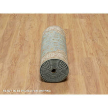 Load image into Gallery viewer, 2&#39;9&quot;x19&#39;8&quot; Cerulean Blue, Tabriz Revival, Hand Knotted, Hand Spun New Zealand Wool, 300 KPSI, XL Runner, Oriental Rug FWR548862