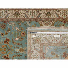 Load image into Gallery viewer, 2&#39;9&quot;x19&#39;8&quot; Cerulean Blue, Tabriz Revival, Hand Knotted, Hand Spun New Zealand Wool, 300 KPSI, XL Runner, Oriental Rug FWR548862