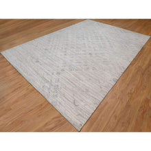 Load image into Gallery viewer, 10&#39;x14&#39;3&quot; Swan White, Modern Design, Hand Knotted, Hand Spun Undyed Natural Wool, Oriental Rug FWR548868