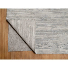 Load image into Gallery viewer, 10&#39;x14&#39;3&quot; Swan White, Modern Design, Hand Knotted, Hand Spun Undyed Natural Wool, Oriental Rug FWR548868