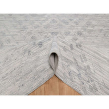 Load image into Gallery viewer, 10&#39;x14&#39;3&quot; Swan White, Modern Design, Hand Knotted, Hand Spun Undyed Natural Wool, Oriental Rug FWR548868