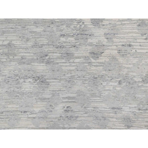 10'x14'3" Swan White, Modern Design, Hand Knotted, Hand Spun Undyed Natural Wool, Oriental Rug FWR548868