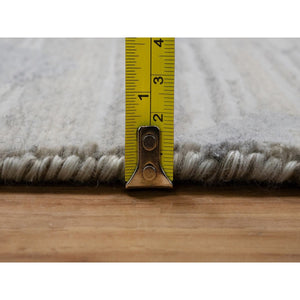 10'x14'3" Swan White, Modern Design, Hand Knotted, Hand Spun Undyed Natural Wool, Oriental Rug FWR548868