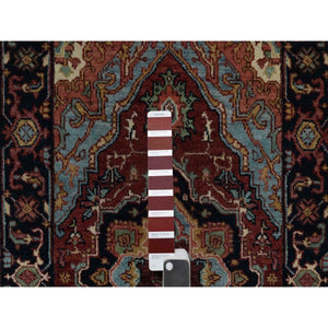 2'x3'1" Brick Red, Antiqued Fine Heriz Re-Creation, Hand Spun New Zealand Wool, Hand Knotted, Soft Pile, Vegetable Dyes, Denser Weave, Mat, Sample, Oriental Rug FWR548886