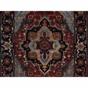 2'x3'1" Brick Red, Antiqued Fine Heriz Re-Creation, Hand Spun New Zealand Wool, Hand Knotted, Soft Pile, Vegetable Dyes, Denser Weave, Mat, Sample, Oriental Rug FWR548886