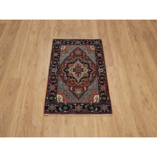 Load image into Gallery viewer, 2&#39;x3&#39;1&quot; Auburn Red, Antiqued Fine Heriz Re-creation, Hand Knotted, Hand Spun New Zealand Wool, Soft Pile, Vegetable Dyes, Denser Weave, Mat, Sample, Oriental Rug FWR548892