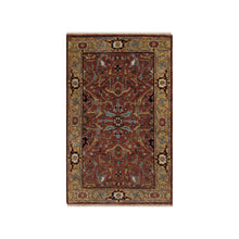 Load image into Gallery viewer, 2&#39;1&quot;x3&#39;3&quot; Chili Red, Hand Knotted, Antiqued Fine Heriz Re-Creation with All Over Vines Design, Hand Spun New Zealand Wool, Vegetable Dyes, Mat, Sample, Oriental Rug FWR548904
