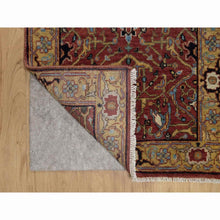 Load image into Gallery viewer, 2&#39;1&quot;x3&#39;3&quot; Chili Red, Hand Knotted, Antiqued Fine Heriz Re-Creation with All Over Vines Design, Hand Spun New Zealand Wool, Vegetable Dyes, Mat, Sample, Oriental Rug FWR548904