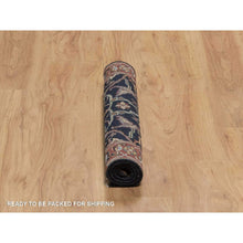 Load image into Gallery viewer, 2&#39;x3&#39;2&quot; Midnight Blue, Antiqued Fine Heriz Re-creation, Hand Knotted, Hand Spun New Zealand Wool, Soft Pile, Vegetable Dyes, Denser Weave, Mat, Sample, Oriental Rug FWR548910