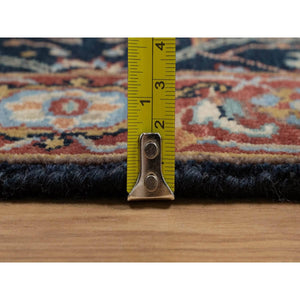 2'x3'2" Midnight Blue, Antiqued Fine Heriz Re-Creation, Hand Knotted, Hand Spun New Zealand Wool, Soft Pile, Vegetable Dyes, Denser Weave, Mat, Sample, Oriental Rug FWR548910