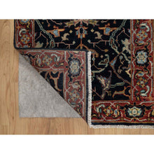 Load image into Gallery viewer, 2&#39;x3&#39;2&quot; Midnight Blue, Antiqued Fine Heriz Re-creation With All Over Vines Design, Hand Knotted, Hand Spun New Zealand Wool, Vegetable Dyes, Mat, Sample, Oriental Rug FWR548916