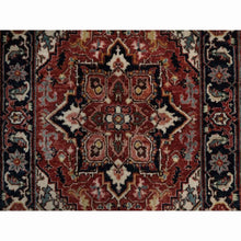 Load image into Gallery viewer, 2&#39;x3&#39;2&quot; Chili Red, Antiqued Fine Heriz Re-creation With Geometric Medallion Design, Hand Spun New Zealand Wool, Hand Knotted, Soft And Plush, Sample, Mat, Oriental Rug FWR548922