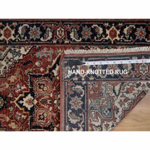 Load image into Gallery viewer, 2&#39;x3&#39;2&quot; Chili Red, Antiqued Fine Heriz Re-creation With Geometric Medallion Design, Hand Spun New Zealand Wool, Hand Knotted, Soft And Plush, Sample, Mat, Oriental Rug FWR548922