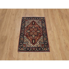 Load image into Gallery viewer, 2&#39;x3&#39; Barn Red, Antiqued Fine Heriz Re-creation With Star Medallion Design, Hand Spun New Zealand Wool, Hand Knotted, Soft And Plush, Sample, Mat, Oriental Rug FWR548928