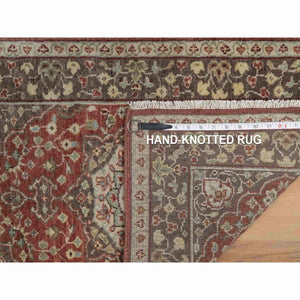 2'1"x3'1" Salsa Red, Antiqued Tabriz With Haji Jalili Design, Hand Knotted, Pure Wool, Vegetable Dyes, Soft Pile, Denser Weave, Sample, Mat, Oriental Rug FWR548940