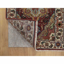 Load image into Gallery viewer, 2&#39;1&quot;x3&#39; Brick Red, Antiqued Fine Heriz Re-creation, Medallion Design, Hand Knotted, Soft Pile, Hand Spun New Zealand Wool, Vegetable Dyes, Mat, Sample, Oriental Rug FWR548958