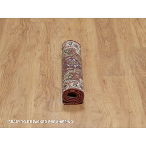 2'1"x3' Brick Red, Antiqued Fine Heriz Re-Creation, Medallion Design, Hand Knotted, Soft Pile, Hand Spun New Zealand Wool, Vegetable Dyes, Mat, Sample, Oriental Rug FWR548958
