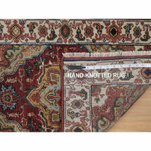 Load image into Gallery viewer, 2&#39;1&quot;x3&#39; Brick Red, Antiqued Fine Heriz Re-creation, Medallion Design, Hand Knotted, Soft Pile, Hand Spun New Zealand Wool, Vegetable Dyes, Mat, Sample, Oriental Rug FWR548958