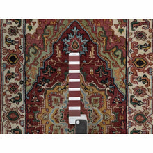 Load image into Gallery viewer, 2&#39;x3&#39; Auburn Red, Medallion Design, Antiqued Fine Heriz Re-creation, Hand Knotted, Soft Pile, Hand Spun New Zealand Wool, Vegetable Dyes, Mat, Sample, Oriental Rug FWR548964