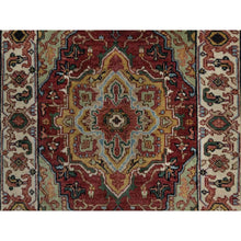 Load image into Gallery viewer, 2&#39;x3&#39; Auburn Red, Medallion Design, Antiqued Fine Heriz Re-creation, Hand Knotted, Soft Pile, Hand Spun New Zealand Wool, Vegetable Dyes, Mat, Sample, Oriental Rug FWR548964