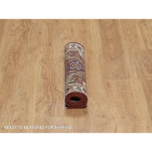 Load image into Gallery viewer, 2&#39;x3&#39; Auburn Red, Medallion Design, Antiqued Fine Heriz Re-creation, Hand Knotted, Soft Pile, Hand Spun New Zealand Wool, Vegetable Dyes, Mat, Sample, Oriental Rug FWR548964