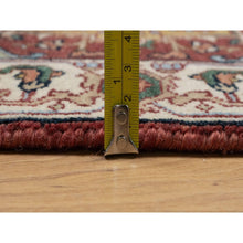 Load image into Gallery viewer, 2&#39;x3&#39; Auburn Red, Medallion Design, Antiqued Fine Heriz Re-creation, Hand Knotted, Soft Pile, Hand Spun New Zealand Wool, Vegetable Dyes, Mat, Sample, Oriental Rug FWR548964
