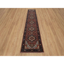 Load image into Gallery viewer, 2&#39;7&quot;x14&#39;3&quot; Chili Red, Antiqued Fine Heriz Re-Creation, Hand Knotted, Hand Spun New Zealand Wool, Soft Pile, Denser Weave, Vegetable Dyes, XL Runner, Oriental Rug FWR548970