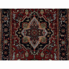Load image into Gallery viewer, 2&#39;7&quot;x14&#39;3&quot; Chili Red, Antiqued Fine Heriz Re-Creation, Hand Knotted, Hand Spun New Zealand Wool, Soft Pile, Denser Weave, Vegetable Dyes, XL Runner, Oriental Rug FWR548970