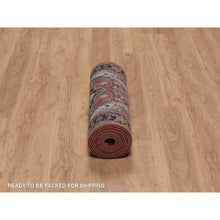 Load image into Gallery viewer, 2&#39;7&quot;x14&#39;3&quot; Chili Red, Antiqued Fine Heriz Re-Creation, Hand Knotted, Hand Spun New Zealand Wool, Soft Pile, Denser Weave, Vegetable Dyes, XL Runner, Oriental Rug FWR548970