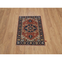 Load image into Gallery viewer, 2&#39;1&quot;x3&#39;2&quot; Brick Red, Antiqued Fine Heriz Re-creation, Medallion Design, Hand Knotted, Soft Pile, Hand Spun New Zealand Wool, Vegetable Dyes, Mat, Sample, Oriental Rug FWR548976