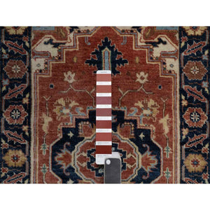2'1"x3'2" Brick Red, Antiqued Fine Heriz Re-creation, Medallion Design, Hand Knotted, Soft Pile, Hand Spun New Zealand Wool, Vegetable Dyes, Mat, Sample, Oriental Rug FWR548976