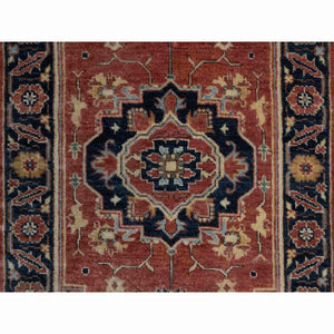 2'1"x3'2" Brick Red, Antiqued Fine Heriz Re-creation, Medallion Design, Hand Knotted, Soft Pile, Hand Spun New Zealand Wool, Vegetable Dyes, Mat, Sample, Oriental Rug FWR548976