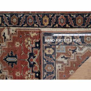 2'1"x3'2" Brick Red, Antiqued Fine Heriz Re-creation, Medallion Design, Hand Knotted, Soft Pile, Hand Spun New Zealand Wool, Vegetable Dyes, Mat, Sample, Oriental Rug FWR548976
