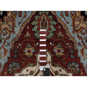 3'x5' Brick Red, Antiqued Fine Heriz Re-creation, Medallion Design, Hand Knotted, Soft Pile, Hand Spun New Zealand Wool, Vegetable Dyes, Oriental Rug FWR548982