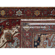 Load image into Gallery viewer, 3&#39;x5&#39; Brick Red, Antiqued Fine Heriz Re-creation, Medallion Design, Hand Knotted, Soft Pile, Hand Spun New Zealand Wool, Vegetable Dyes, Oriental Rug FWR548982