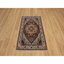 Load image into Gallery viewer, 3&#39;x5&#39;1&quot; Chili Red, Antiqued Fine Heriz Re-creation, Medallion Design, Soft Pile, Hand Knotted, Hand Spun New Zealand Wool, Vegetable Dyes, Oriental Rug FWR548988