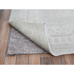 8'7"x11'5" Medium Gray, White Wash Peshawar With Heriz All Over Design, Hand Knotted, 100% Wool, Densely Woven, Oriental Rug FWR5484